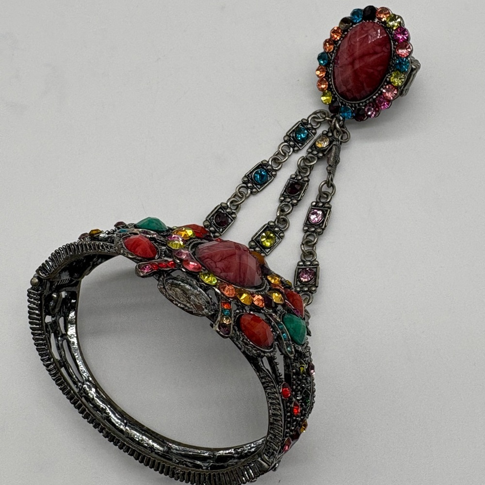 Multicolor Gemstone Bracelet W/Ring - image 2